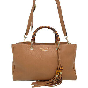 GUCCI Bamboo Shopper 2way Leather Tote Bag